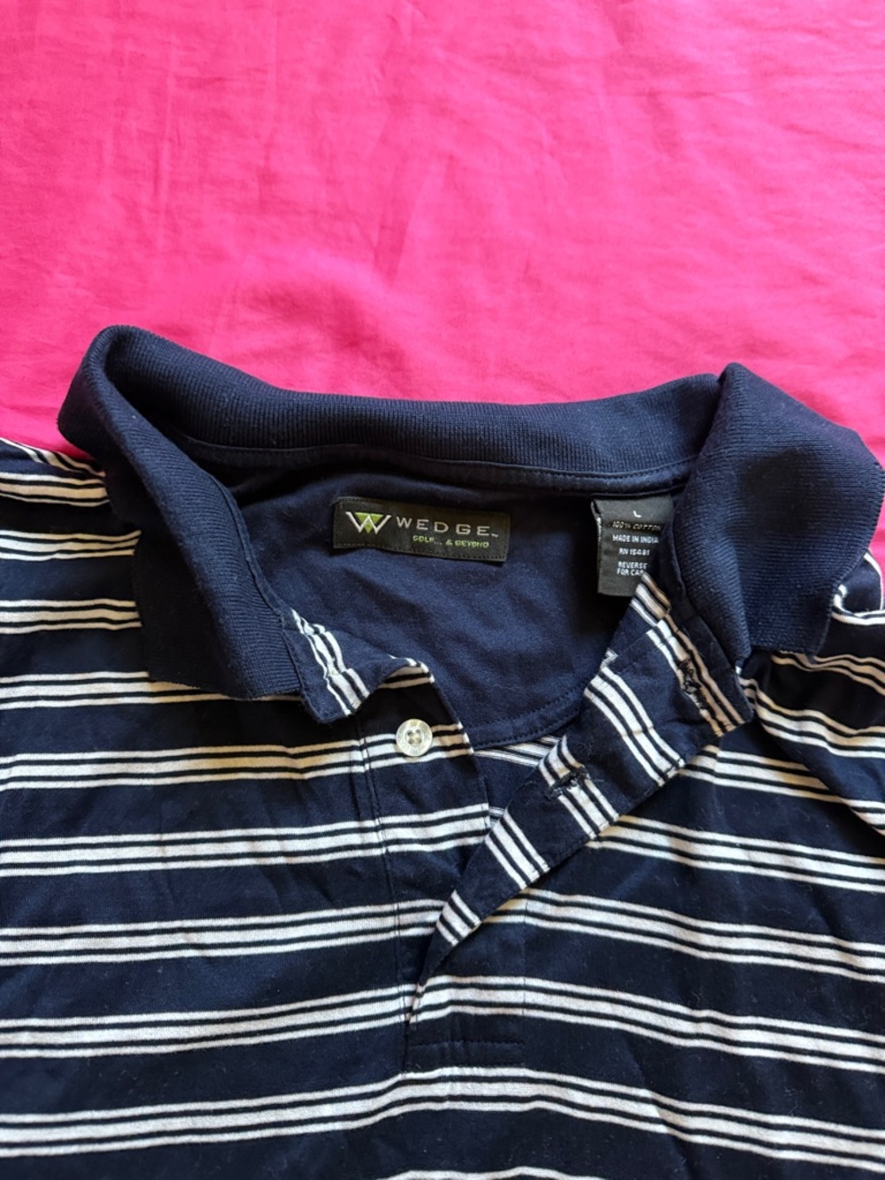 edge Navy and White Striped Polo Shirt - Mens